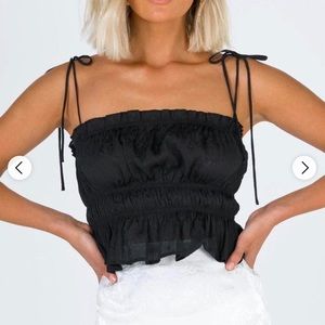 Princess polly black tiered tie-strap crop top - size 0